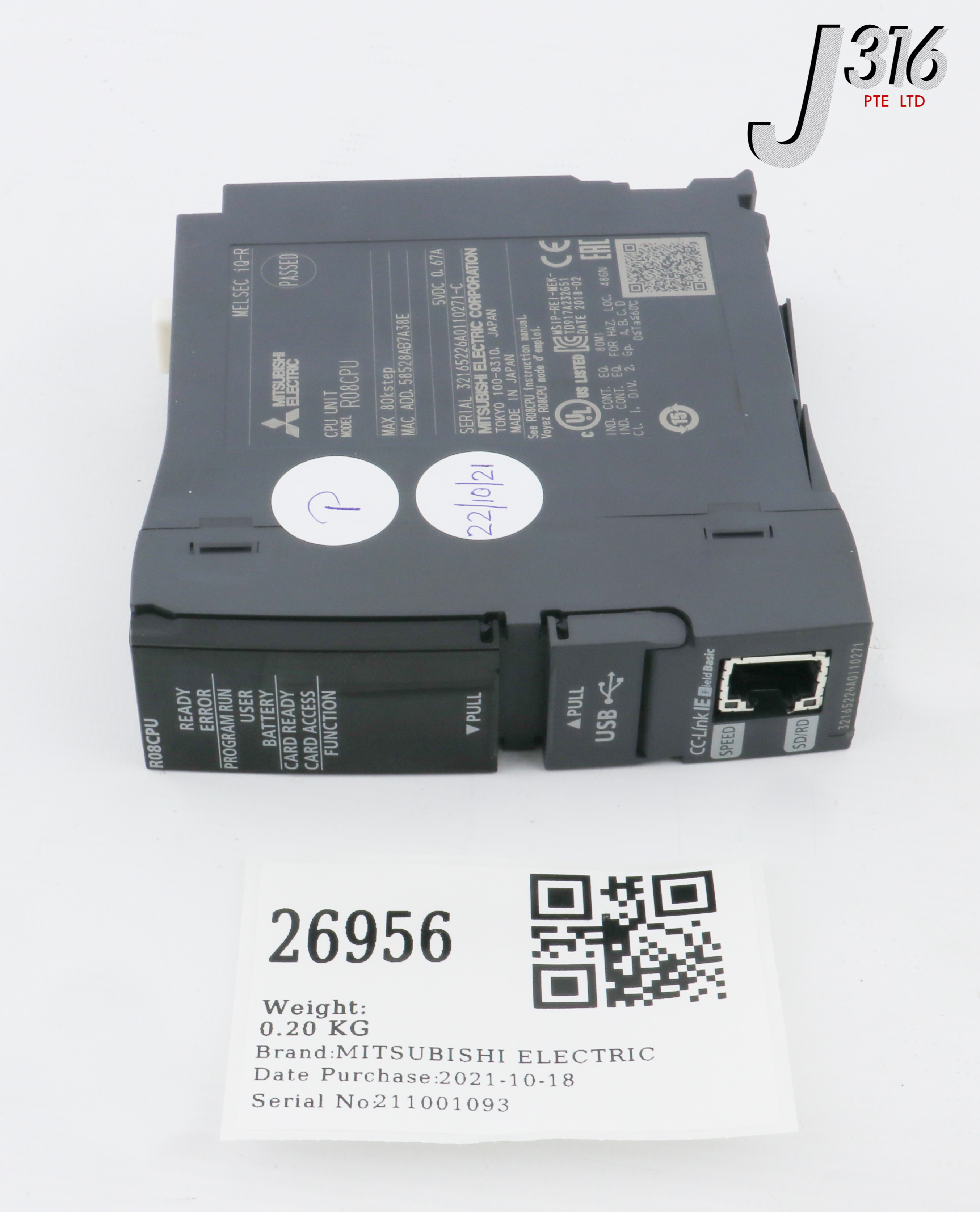 26956 MITSUBISHI PROGRAMMABLE CONTROLLER CPU UNIT, MELSEC IQ-R...